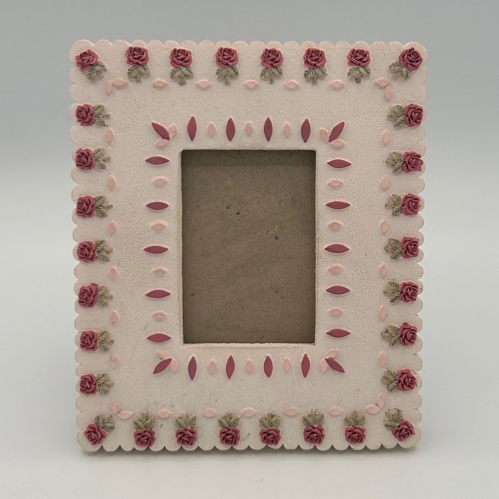 Prinz Picture Frame 2.5x3.5 Cream Rose Cottage Core‎ Shabby Chic